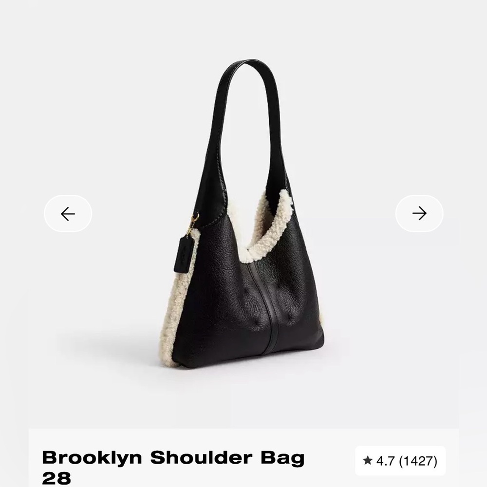 Coach Brooklyn Shoulder Bag 28 In Shearling Brass / Black Natural CCC16 - Picture 8 of 10